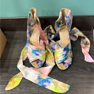Jessica Simpson Pastel Tie-Dye Wrap Heels